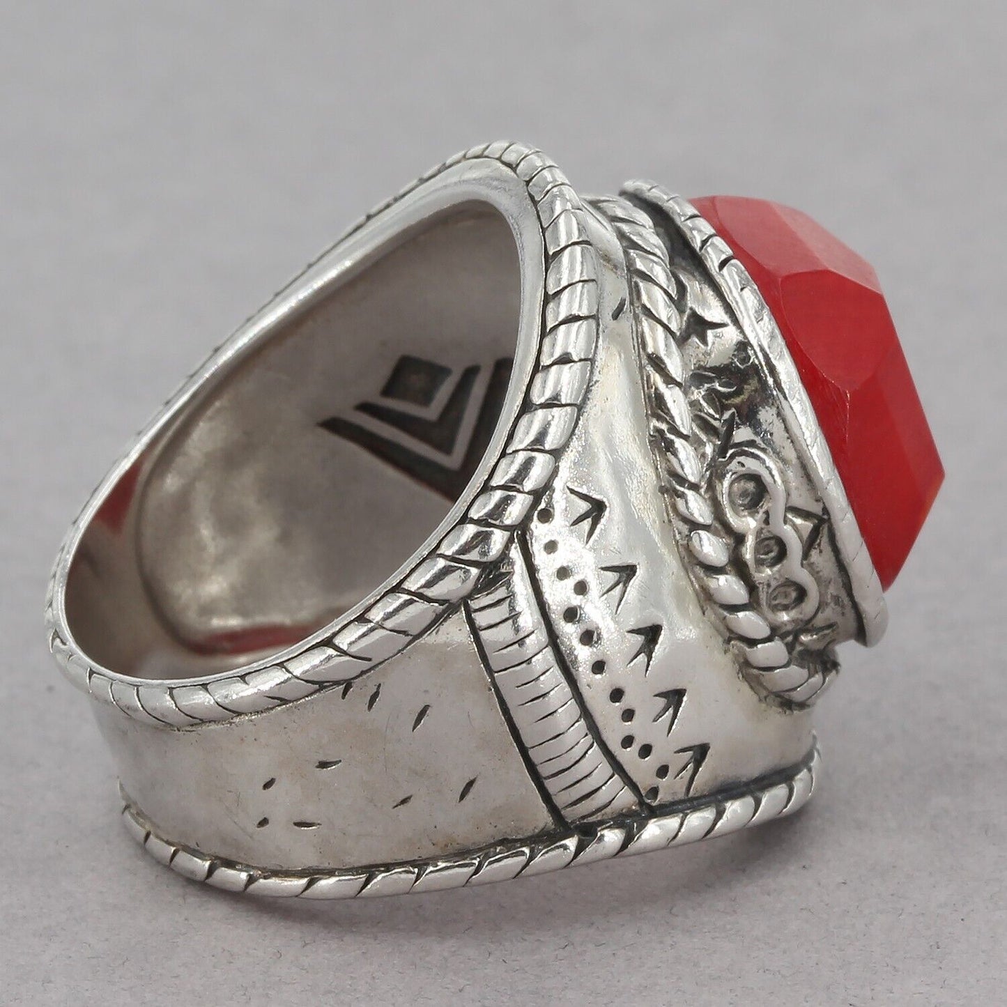 Retired Silpada Sterling Silver Faceted Red Bamboo Coral SAMBA Ring R2890 Size 8