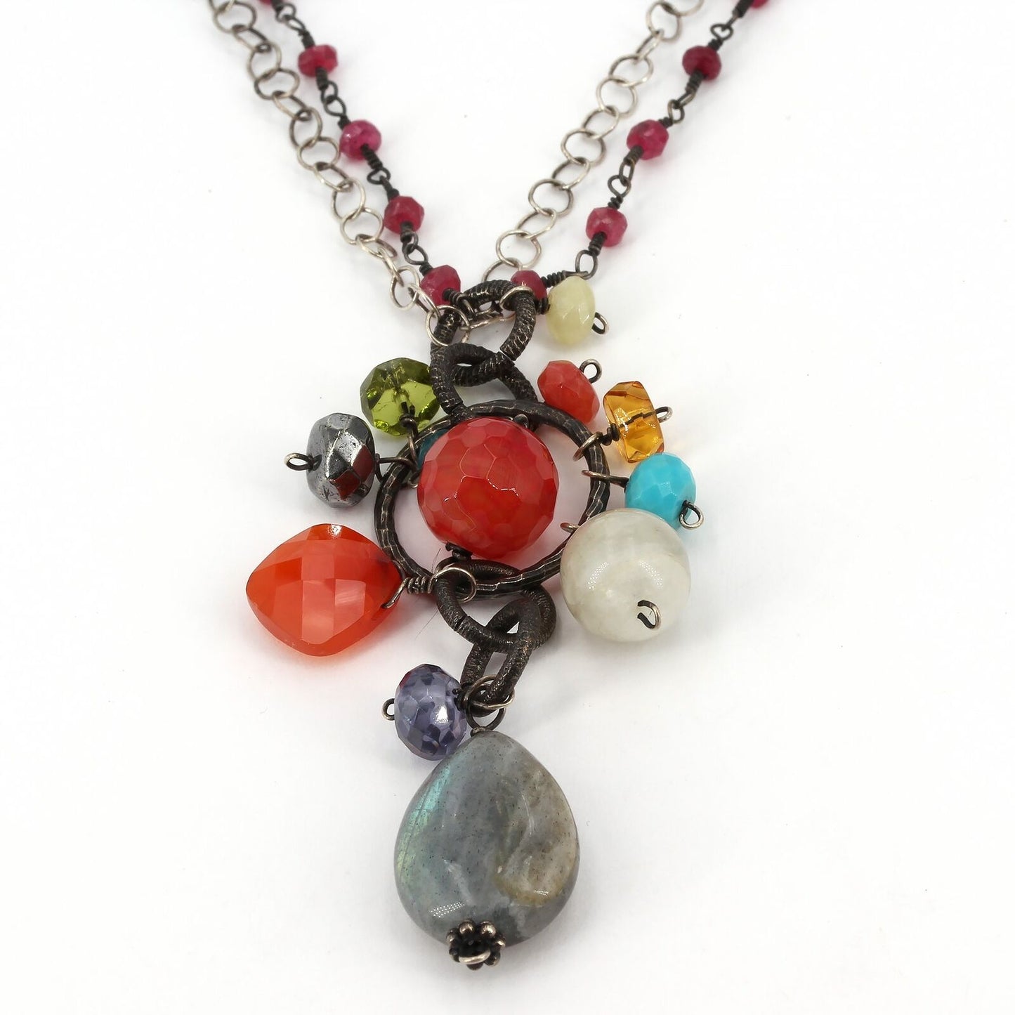 Anna Balkan Unique Handcrafted Sterling Silver Multi-Stone Boho Beaded Necklace