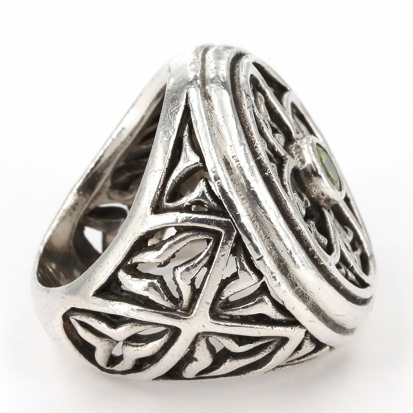 Brighton Chunky Sterling Silver Peridot GOTHICA Ring Size 5 Heavy 18.6 Grams