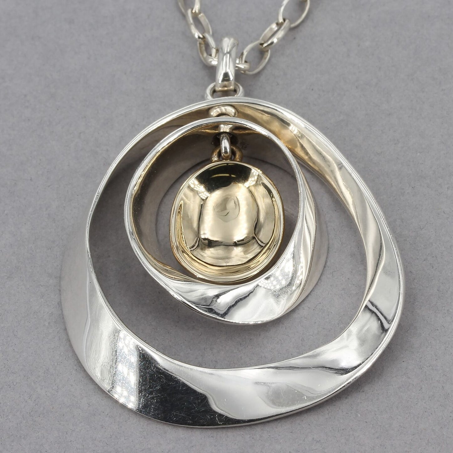 Robert Lee Morris RLM Studio Mod Sterling & Brass Orbital Pendant 20" Necklace