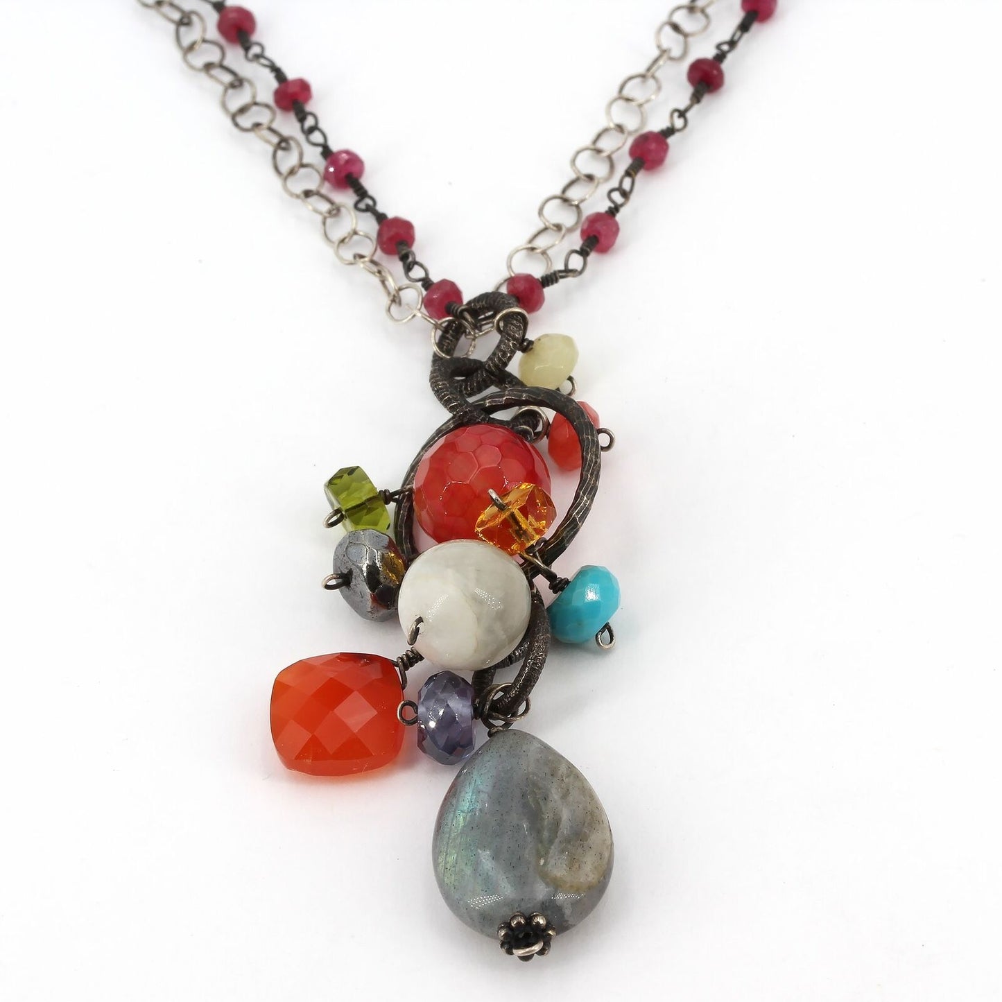 Anna Balkan Unique Handcrafted Sterling Silver Multi-Stone Boho Beaded Necklace