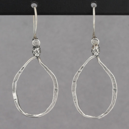 Retired Silpada Hammered Sterling LASSO Loop Drop Wire Dangle Earrings W1551