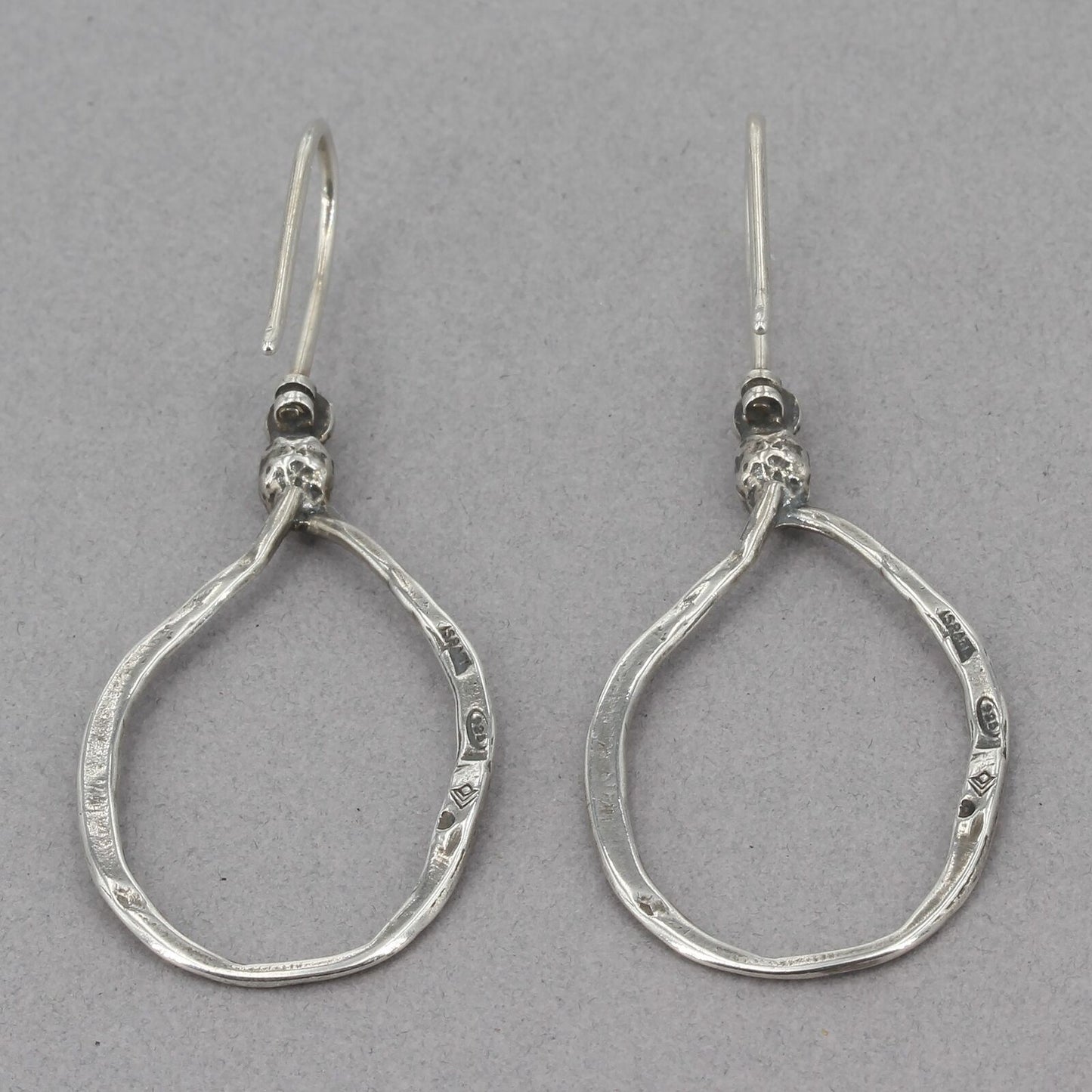 Retired Silpada Hammered Sterling LASSO Loop Drop Wire Dangle Earrings W1551