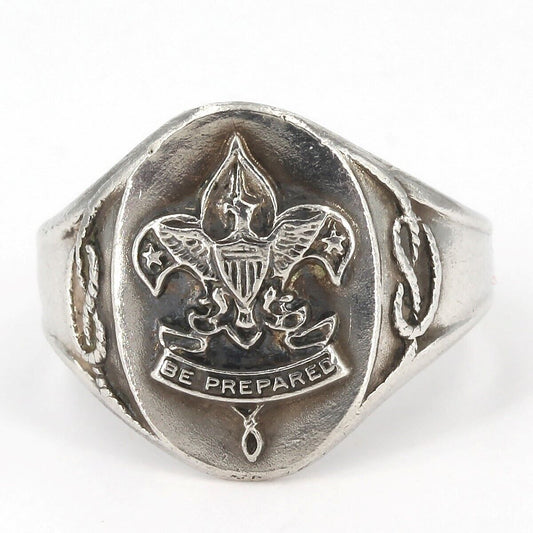 Vintage Sterling Silver Boy Scouts of America "Be Prepared" Ring Size 6.75