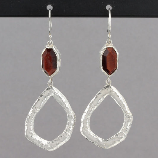 Retired Silpada Sterling Red Tiger's Eye BRING THE HEAT Dangle Earrings W2945