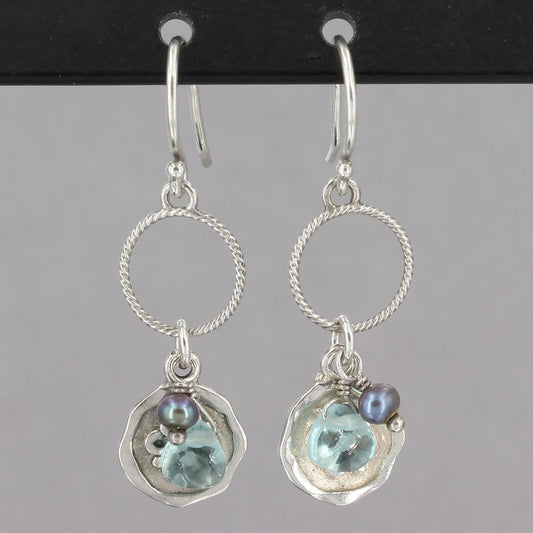 Retired Silpada CHARMED I'M SURE Sterling Pearl Glass Dangle Earrings W2370