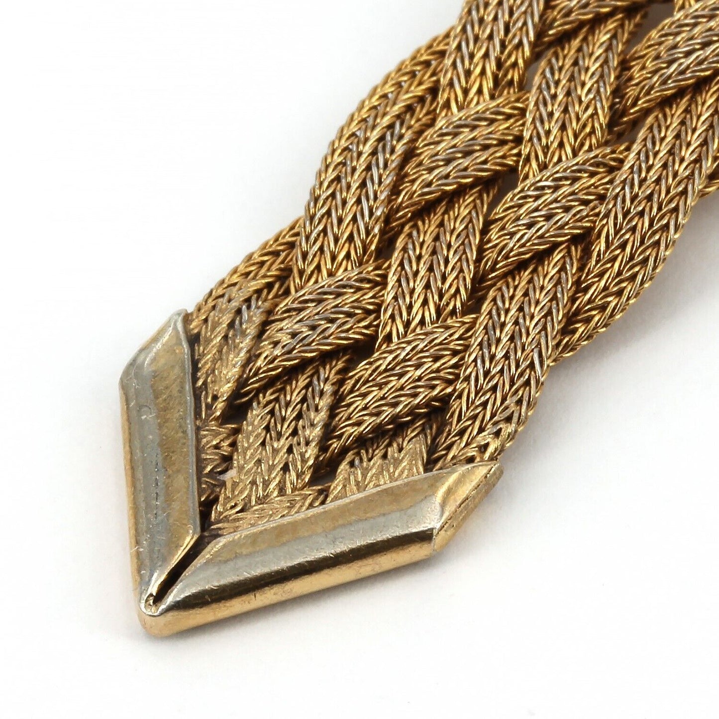 Vintage Gold-Filled Braided Woven Mesh Belt Buckle Bracelet 1/2" Wide