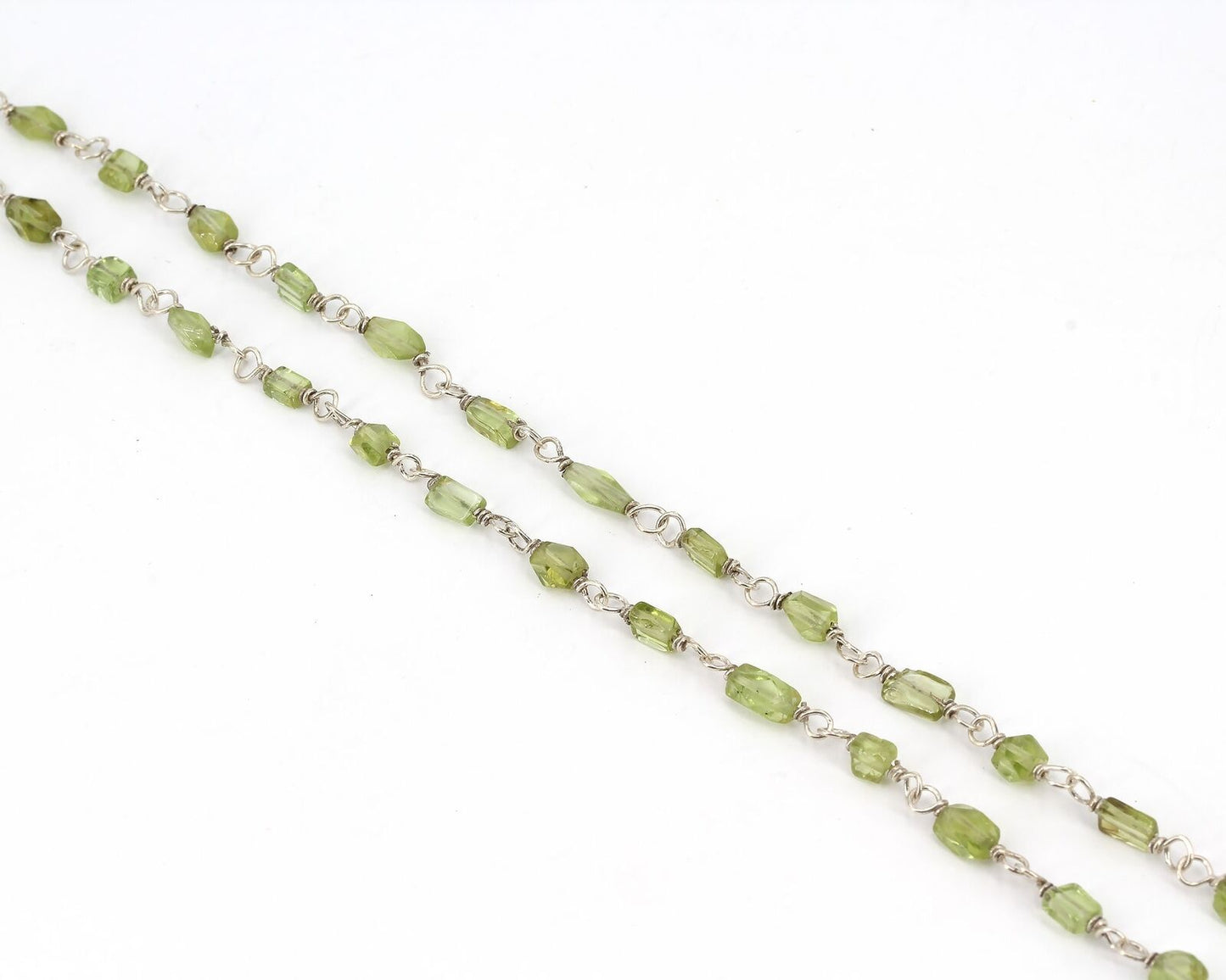 Dainty Retired Silpada Sterling Peridot Nugget Wire Linked Chain Necklace N1216