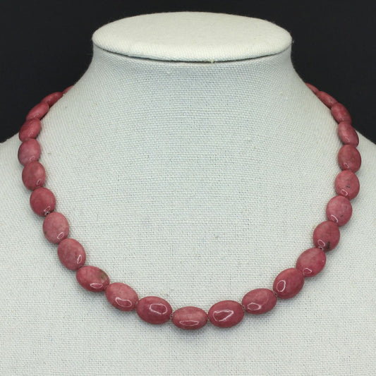 Carolyn Pollack Southwestern Sterling Oval Rhodonite Beaded Necklace 17-20 Inch