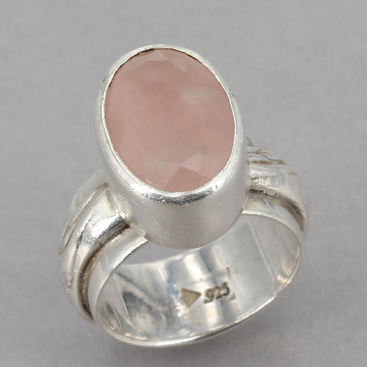 Vintage Silpada Textured Sterling Silver Oval Rose Quartz Ring R1055 Sz 5.75 HTF