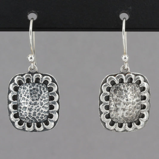 Retired Silpada Oxidized Textured Sterling SUNFLOWER Dangle Earrings W1767