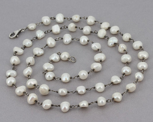 Retired Silpada FRESH CATCH Sterling Silver Freshwater Pearl 32" Necklace N1368