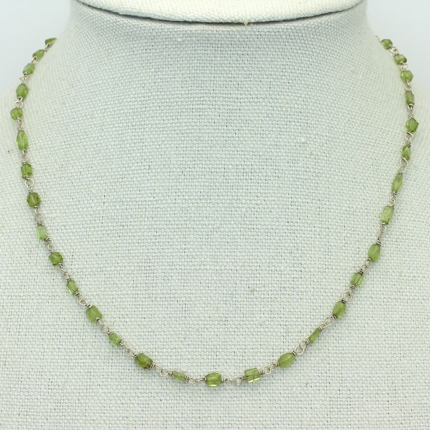 Dainty Retired Silpada Sterling Peridot Nugget Wire Linked Chain Necklace N1216