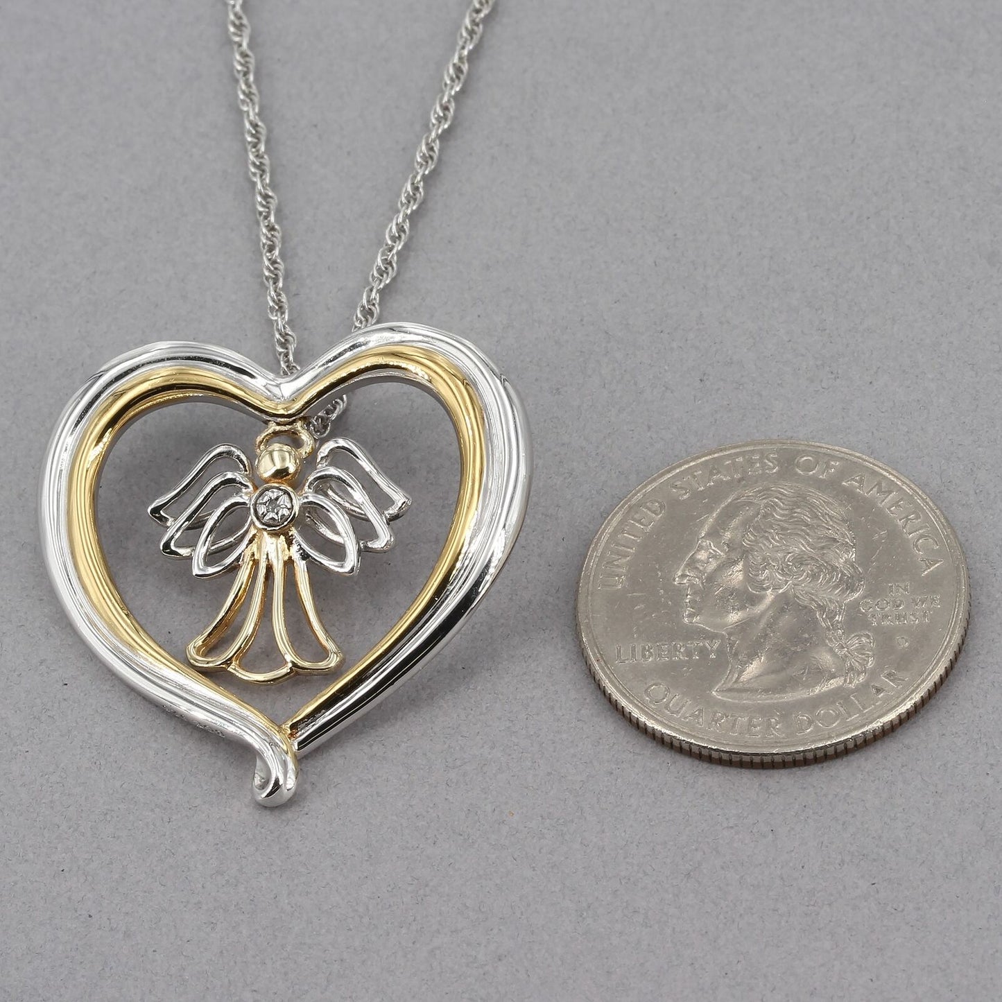 Bradford Exchange Sterling Granddaughter Guardian Angel Heart Pendant Necklace