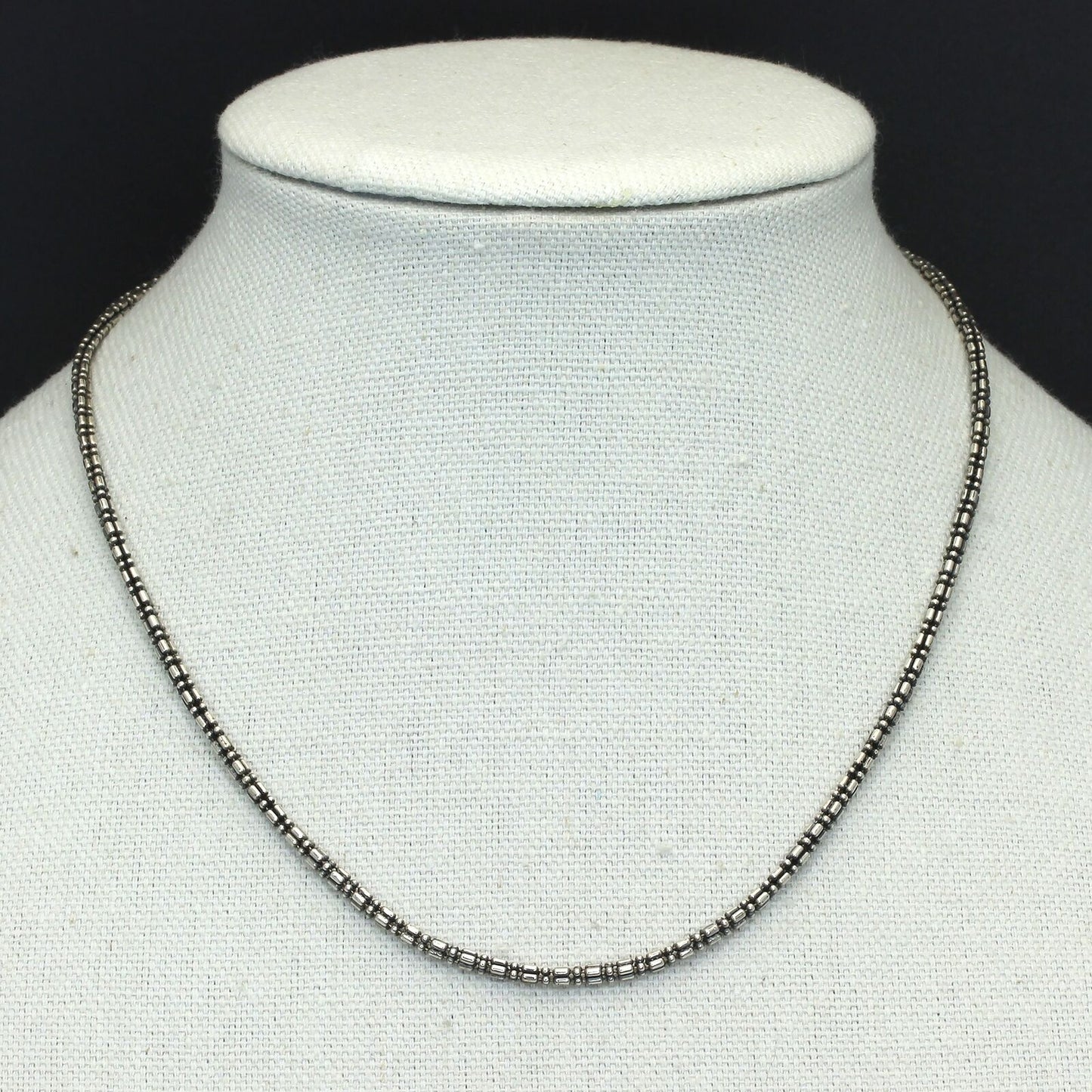 Retired Silpada Sterling Silver 18" Dot Dash Bar Ball Bead Chain Necklace N2079