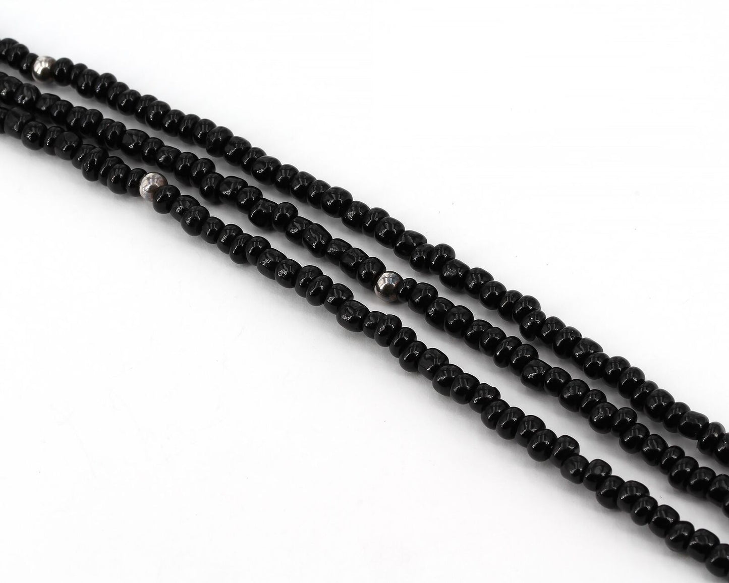 Retired Silpada Sterling Black Glass Bead Necklace Wavy Disc Pendant N1500 S1123