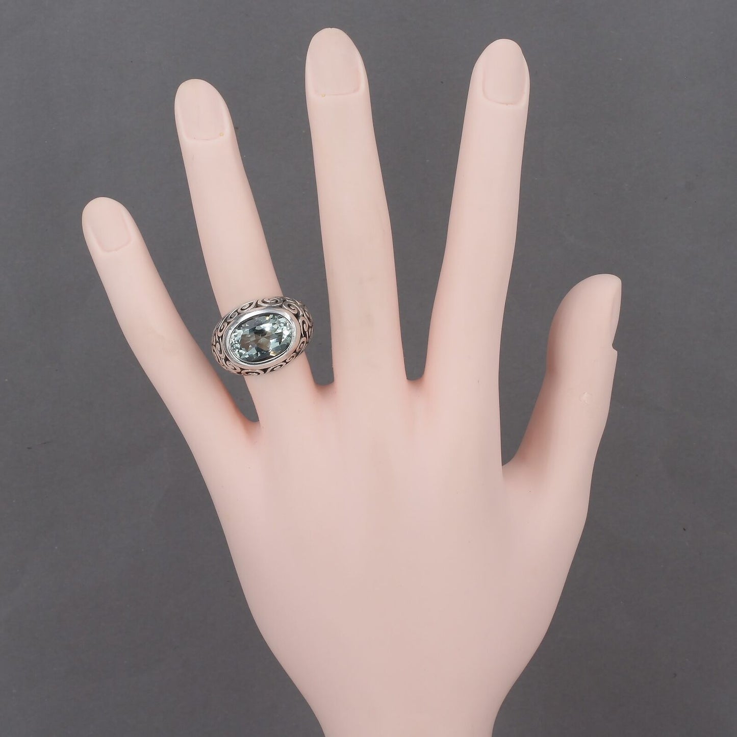 Brighton Chunky Sterling Silver Green Amethyst Klimt Open Scroll Swirl Ring Sz 6