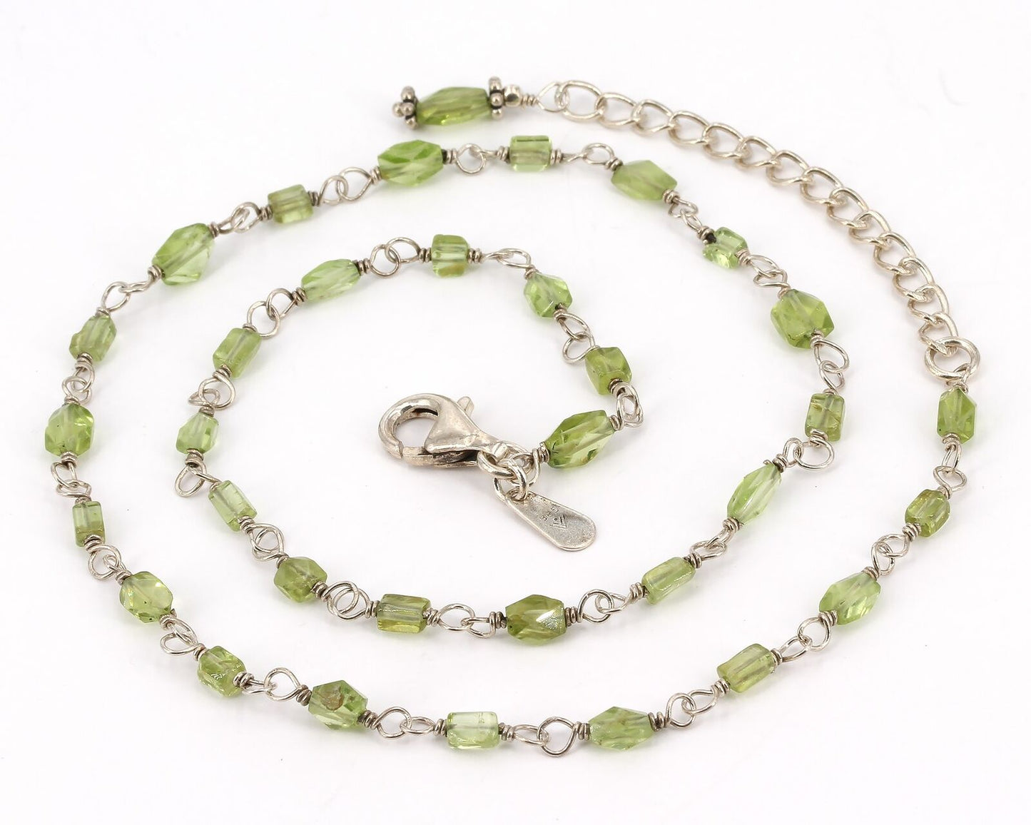 Dainty Retired Silpada Sterling Peridot Nugget Wire Linked Chain Necklace N1216