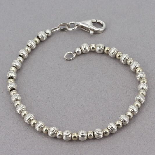 Vintage Silpada AS IS 7" Dainty Sterling Silver 4mm Fluted Bead Bracelet B0242A