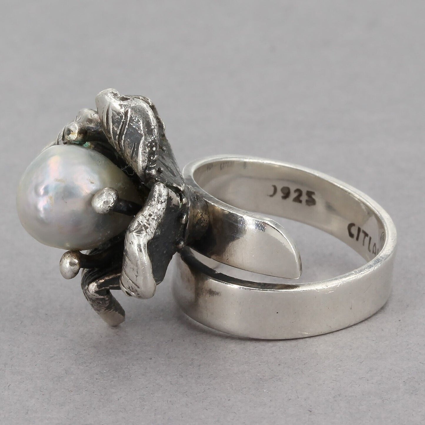 Unique CITLALI Handcrafted Mexican Sterling Pearl Wildflower Wrap Ring Size 4.75