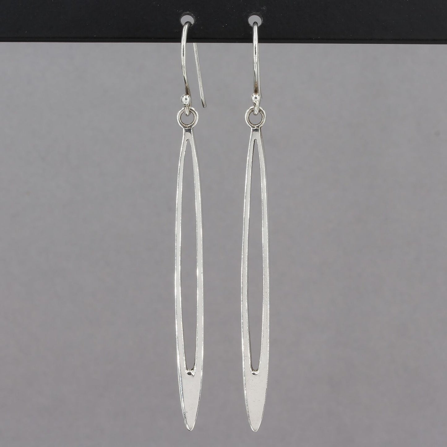 Retired Silpada Sleek Sterling Elongated Open Oval Drop 3" Dangle Earrings W1909