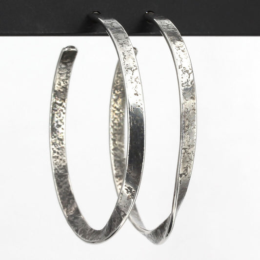 Retired Silpada Textured Oxidized Sterling TWIST OF FATE 2" Hoop Earrings P1731