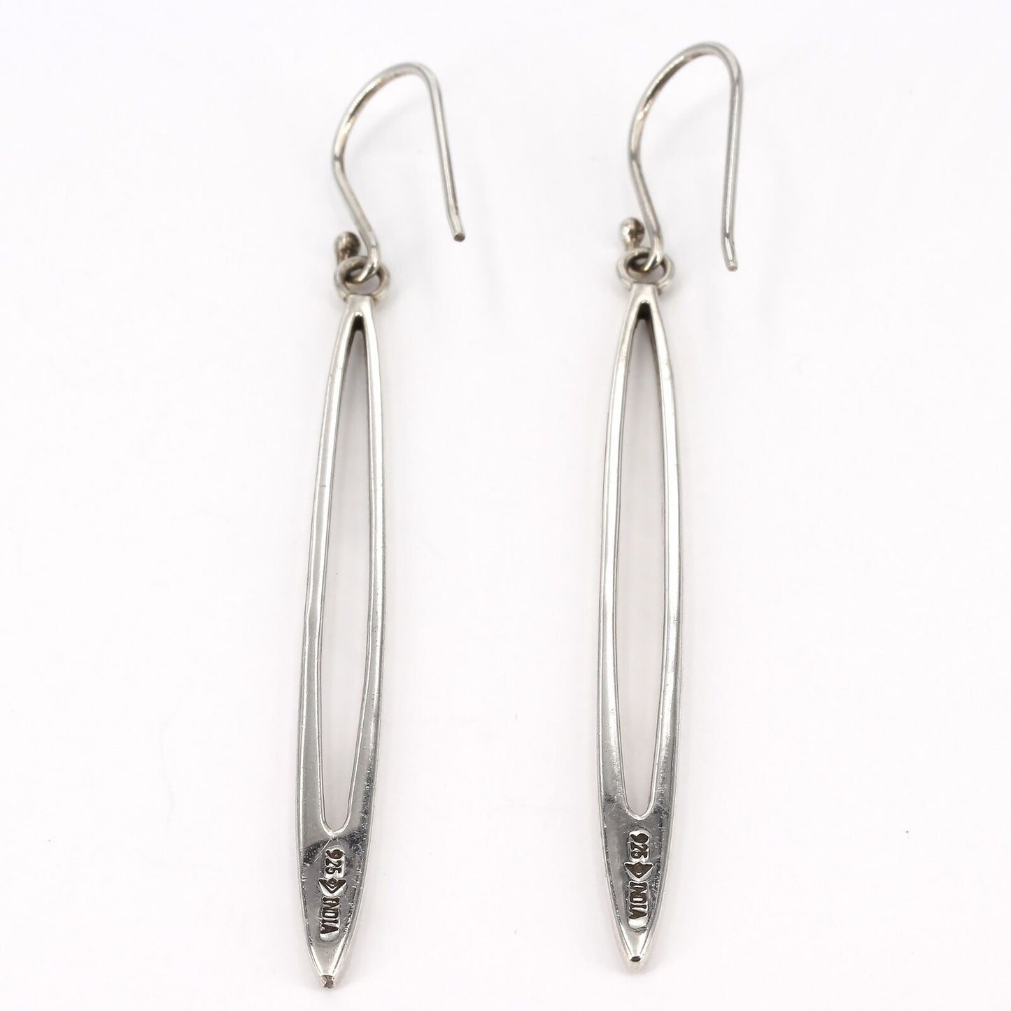 Retired Silpada Sleek Sterling Elongated Open Oval Drop 3" Dangle Earrings W1909