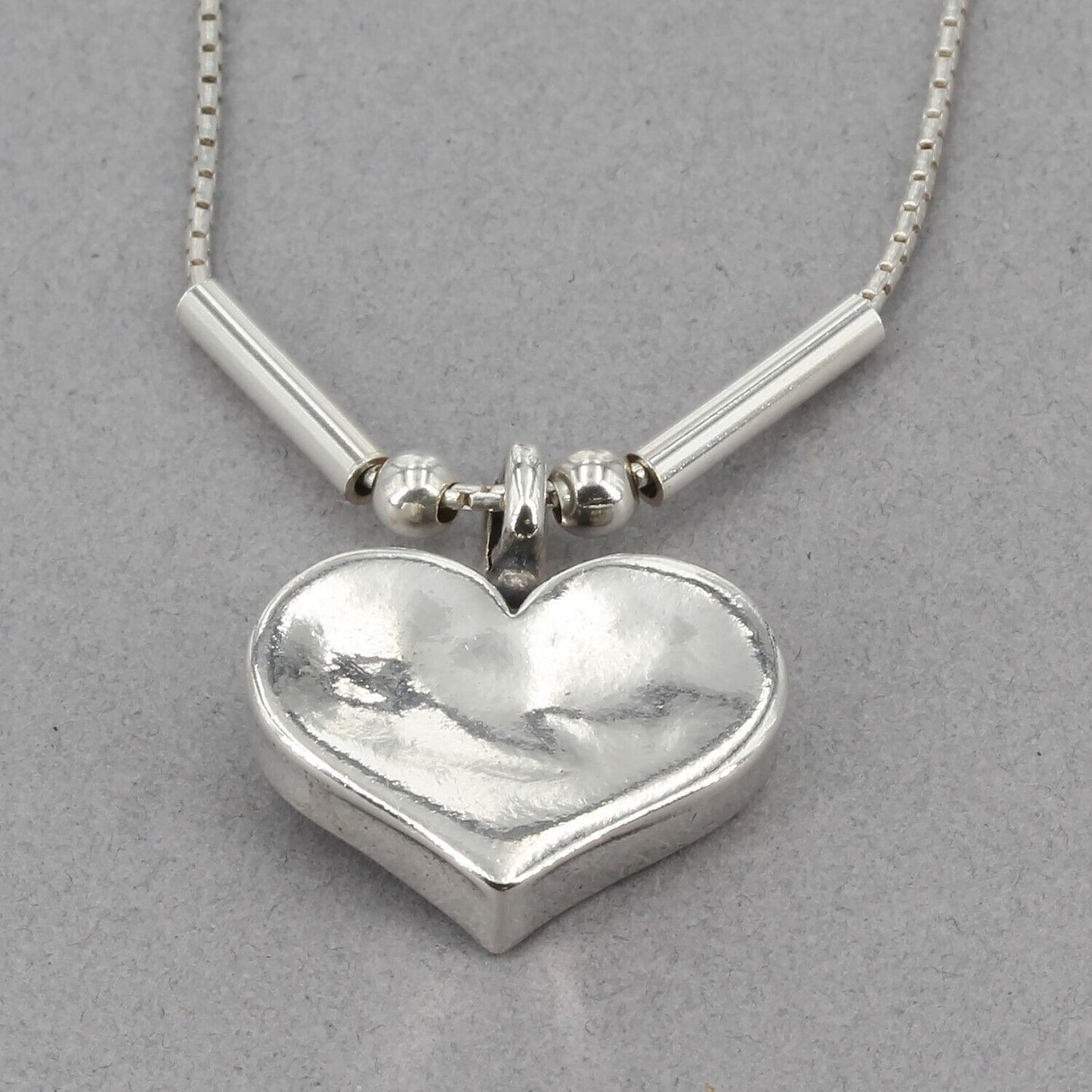 Vintage Silpada Sterling Silver Hammered Heart Pendant 17" Necklace N0514