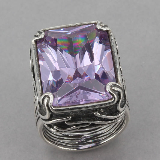 Retired Silpada Sterling Silver Purple CZ LAVENDER FIELDS Ring R2001 Size 6.75