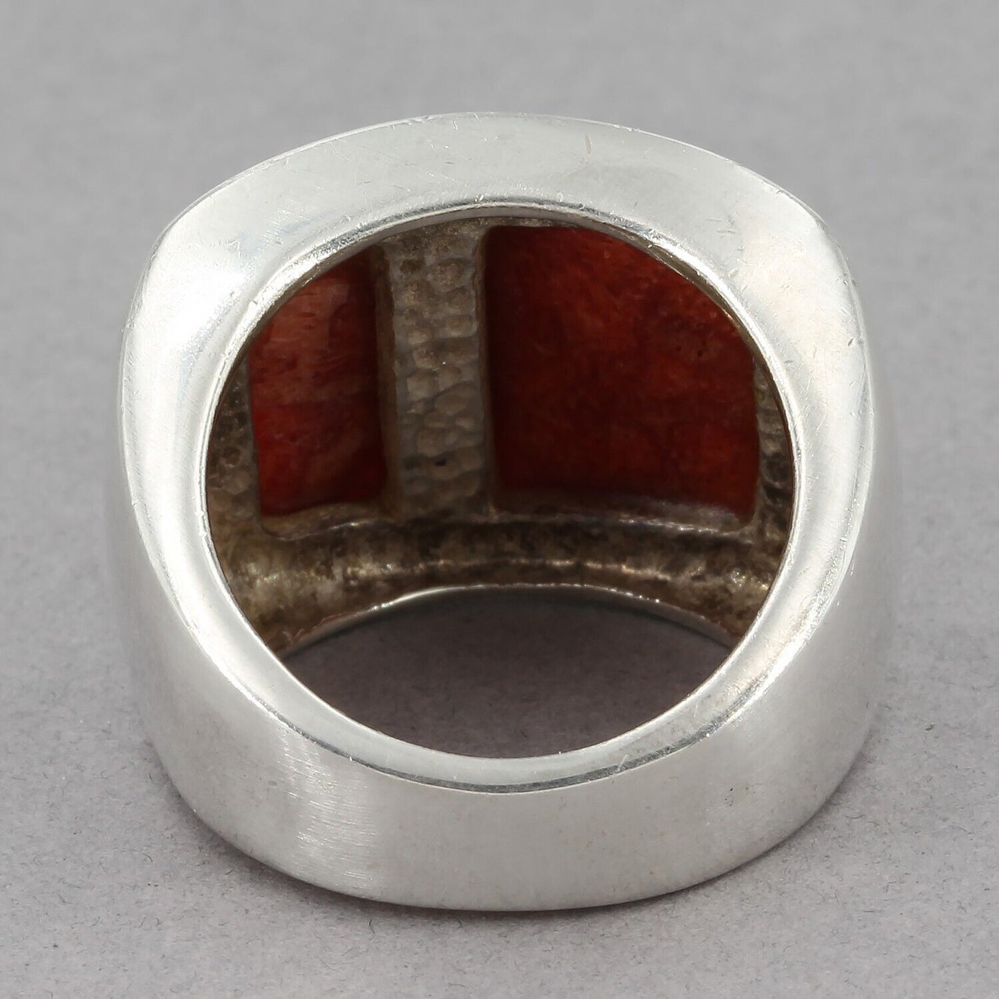 Retired Silpada Sterling Silver Sponge Coral Inlay Wide Band Ring R1430 Sz 6.75