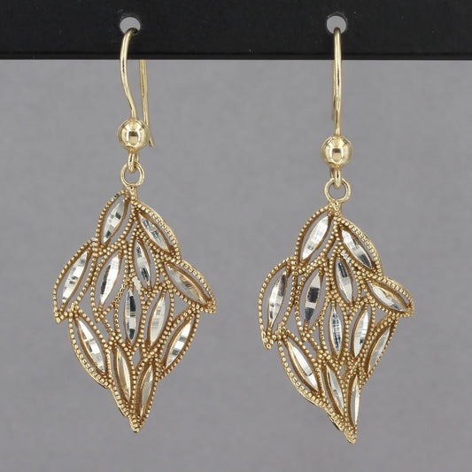 Dyadema Italy Sparkly Diamond-Cut Milgrain Two-Tone Sterling 2" Dangle Earrings