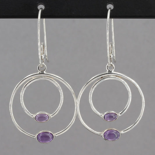 Retired Pandora Sterling Amethyst COMPOSE Interchangeable Earring Charms w/Wires