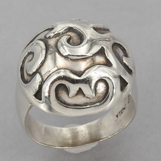 Retired Silpada Oxidized Sterling Silver Scrolled Dome Ring R1750 Size 5.75