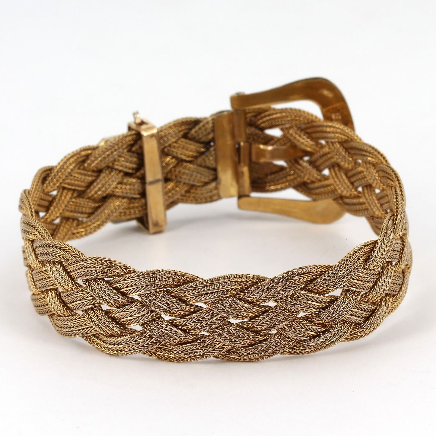 Vintage Gold-Filled Braided Woven Mesh Belt Buckle Bracelet 1/2" Wide