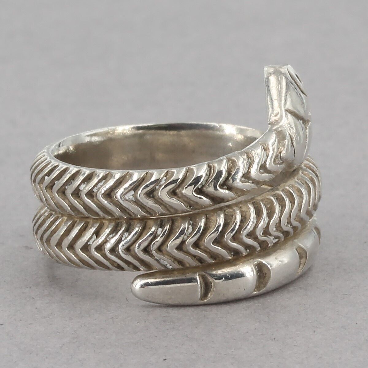 Vintage Signed Balderas Taxco Mexican Sterling Coiled Snake Wrap Ring Size 5.5