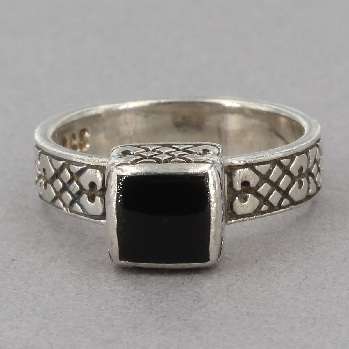 HTF Retired Silpada Small Sterling Silver Square Black Onyx Ring R1331 Size 5.75