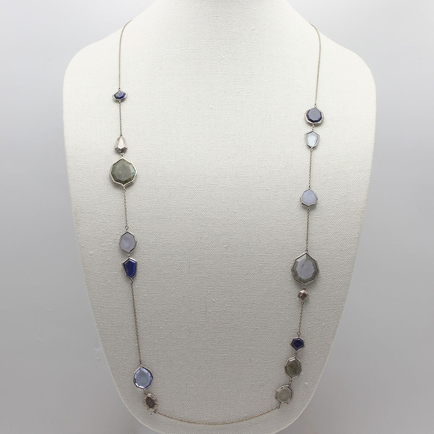 Retired Silpada Sterling LAPIS OF LUXURY Chalcedony Labradorite Necklace N3093