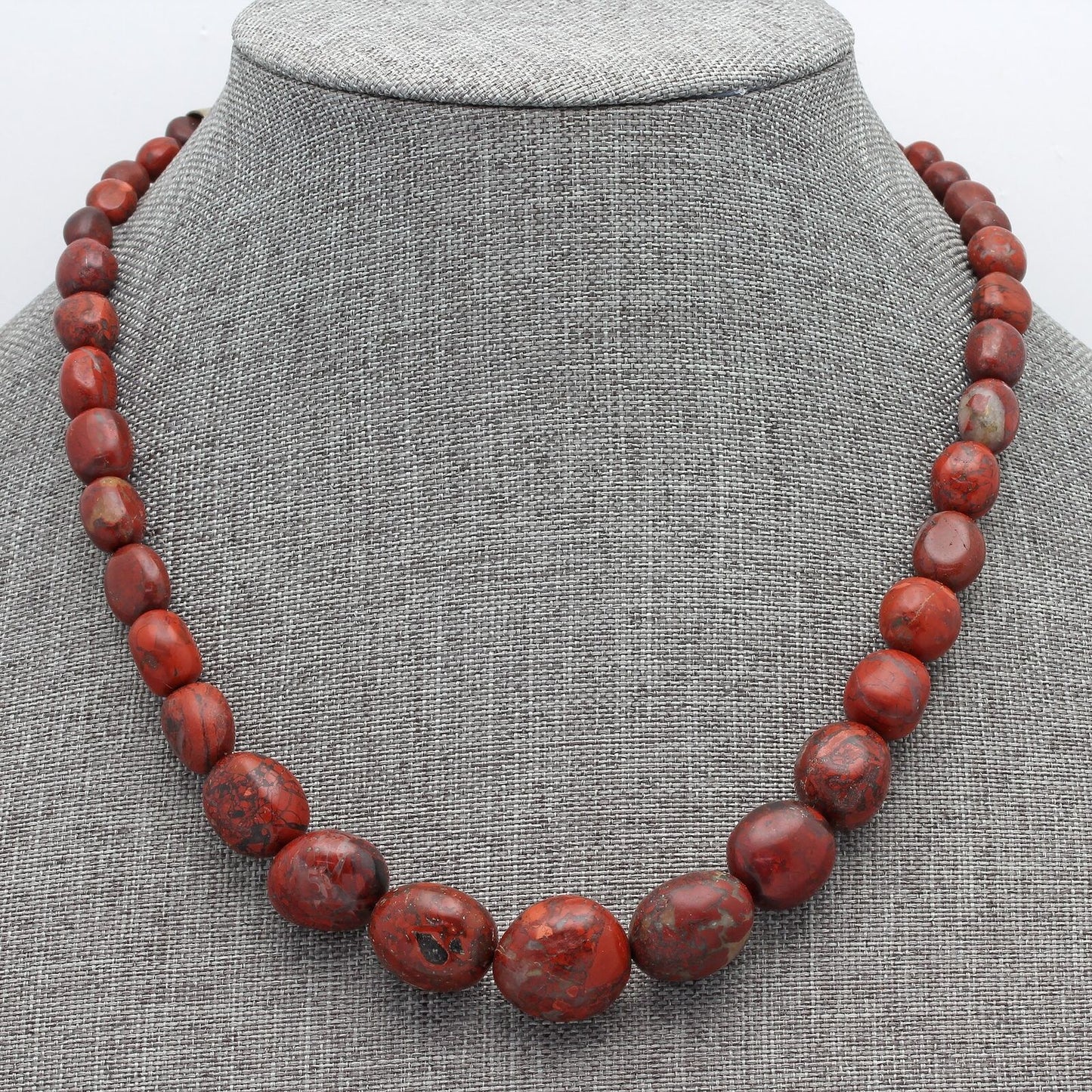Jay King DTR Mine Finds Sterling Graduated Chunky Red Jasper Beaded Necklace