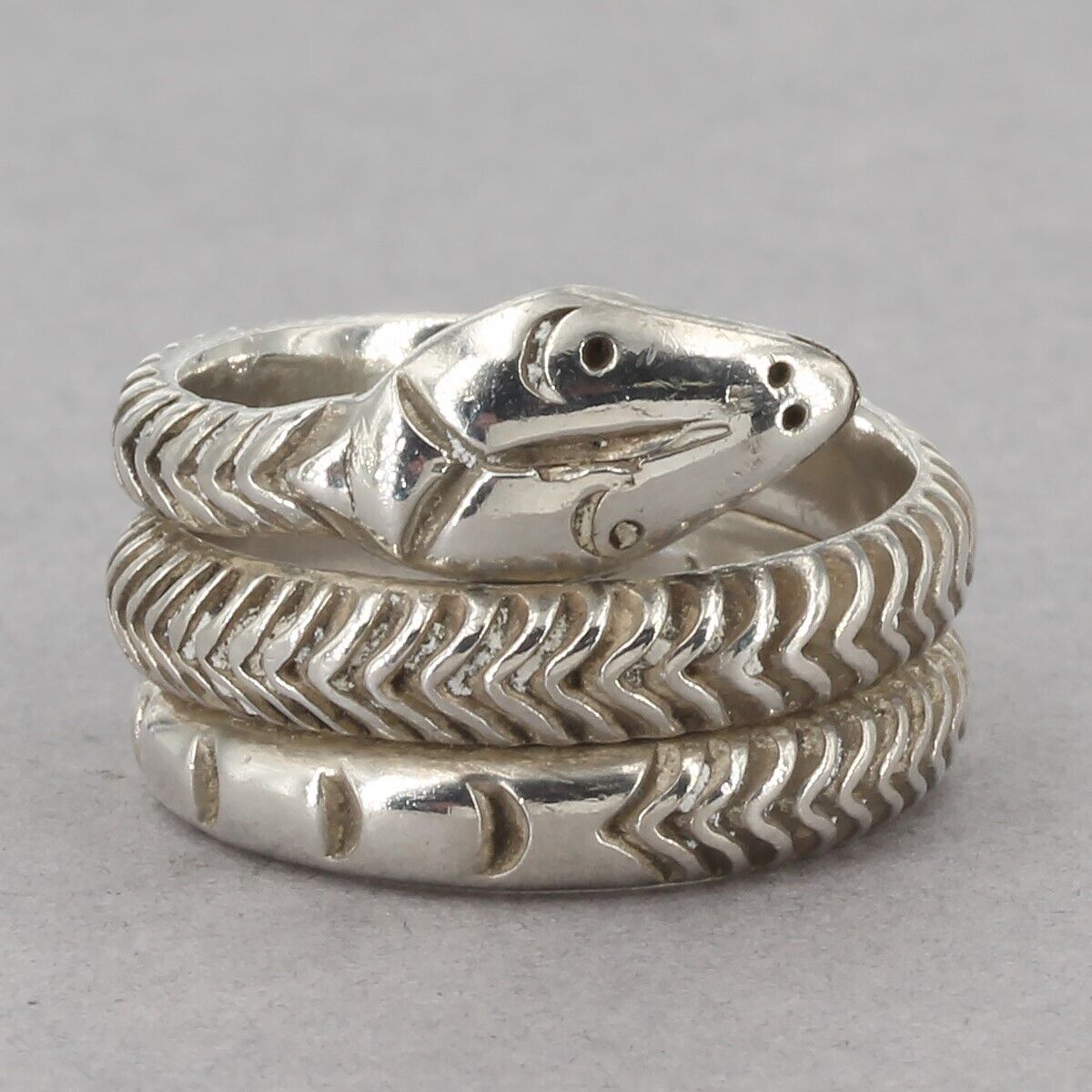 Vintage Signed Balderas Taxco Mexican Sterling Coiled Snake Wrap Ring Size 5.5