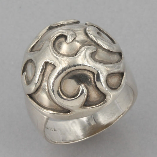 Retired Silpada Sterling Silver Scrolled Dome Ring R1740 Size 5.75