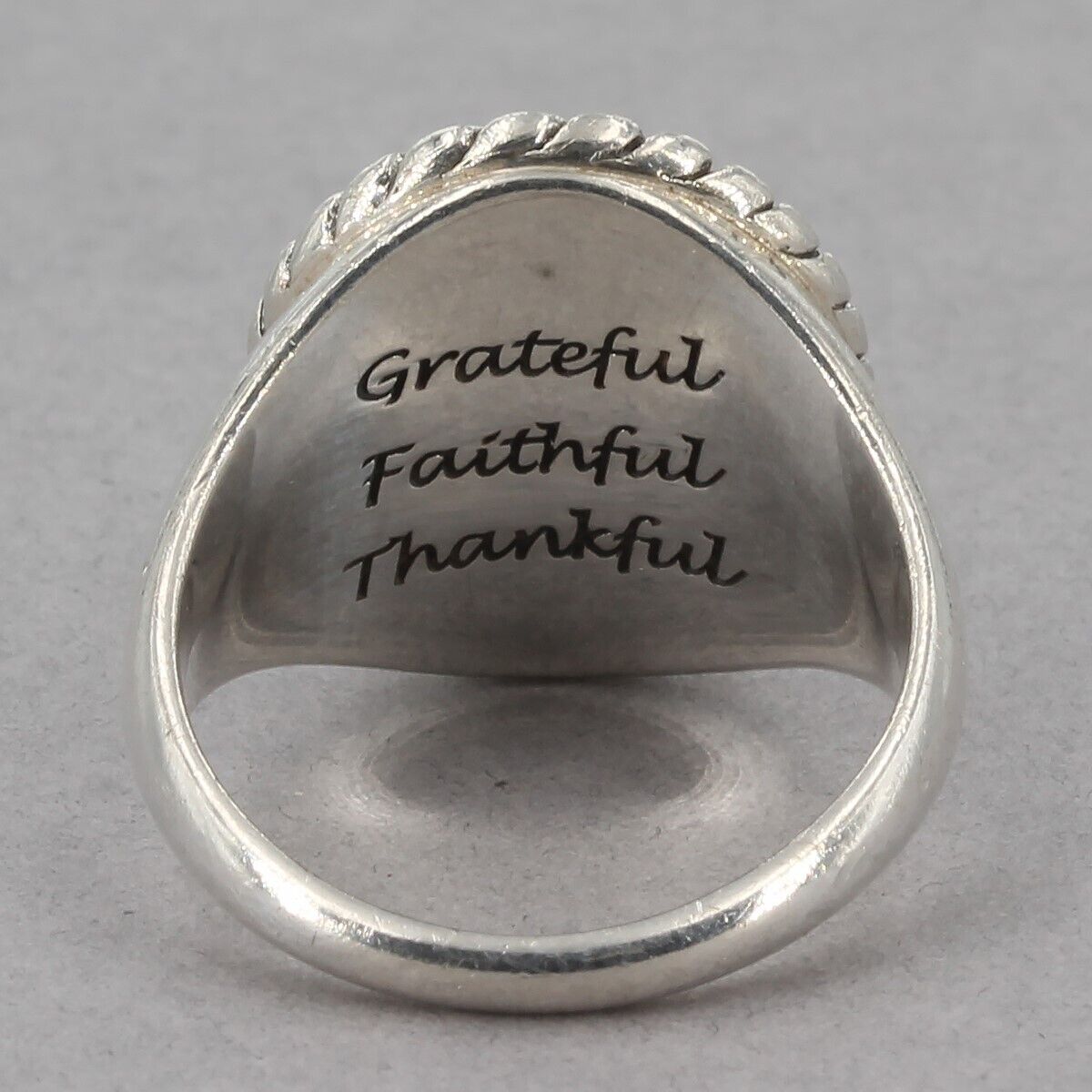 QVC JAI John Hardy Sterling Grateful Faithful Thankful Cross Ring Size 5.75