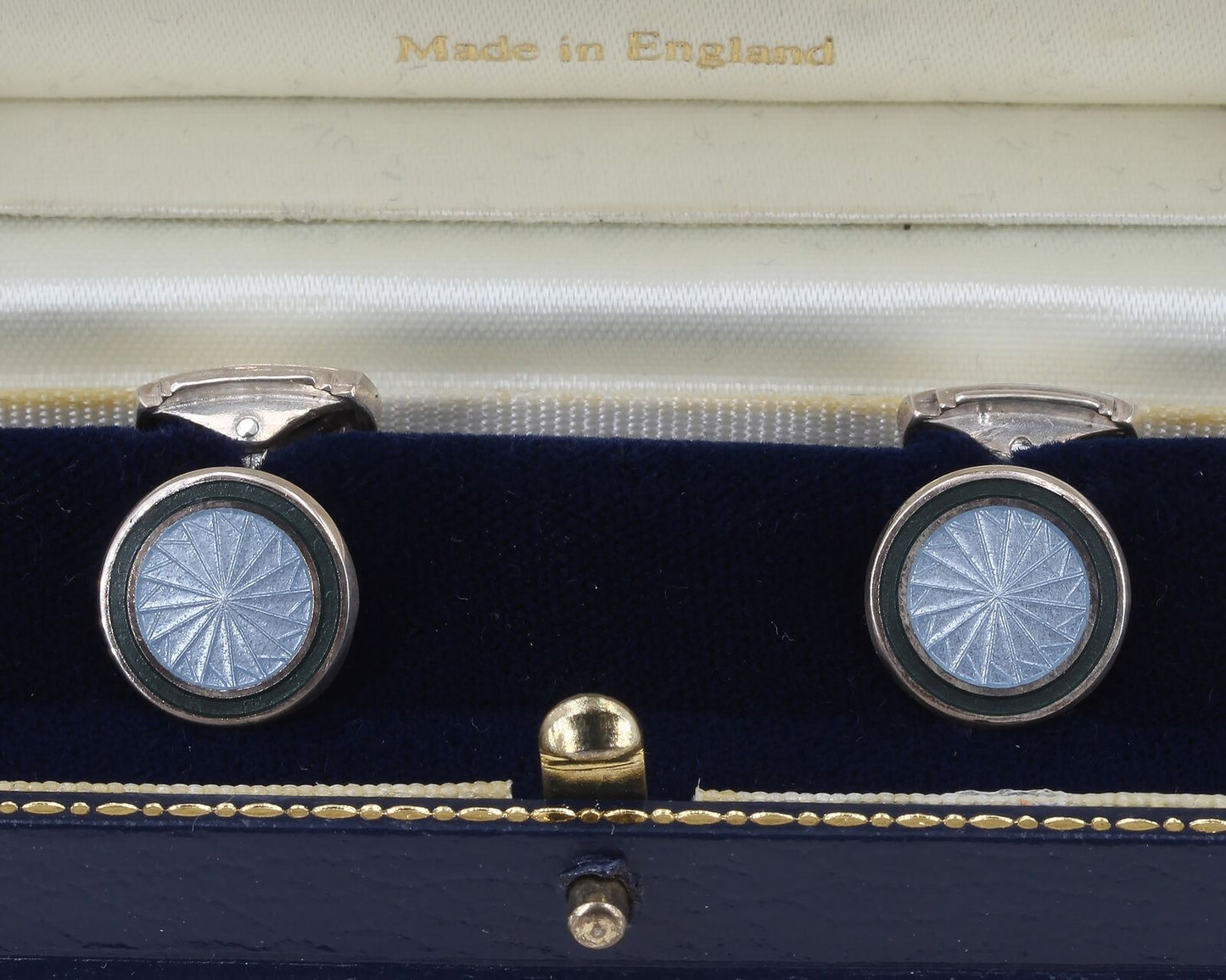Brixton & Gill England Handcrafted Sterling Vitreous Glass Enamel Cufflinks IOB