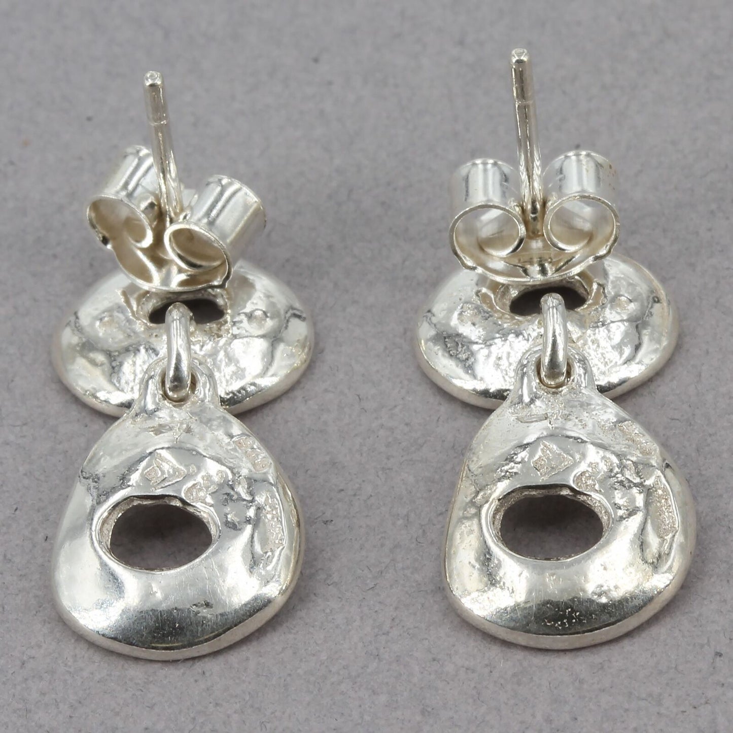 Retired Silpada SMALL Sterling Dual-Finish WELL ROUNDED Drop Earrings P1988