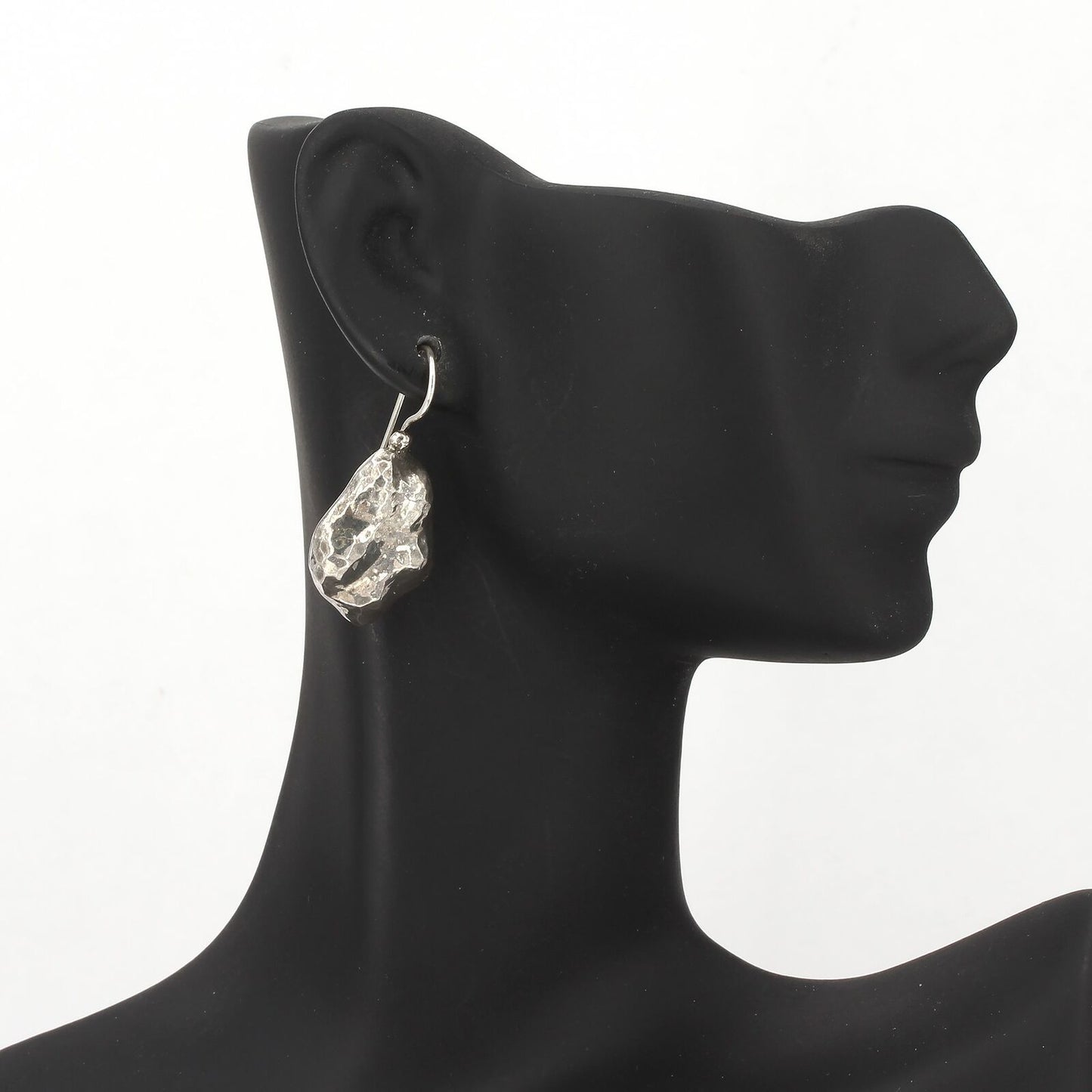 Retired Silpada Sterling Silver Hammered Nugget Drop French Wire Earrings W1448