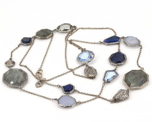 Retired Silpada Sterling LAPIS OF LUXURY Chalcedony Labradorite Necklace N3093