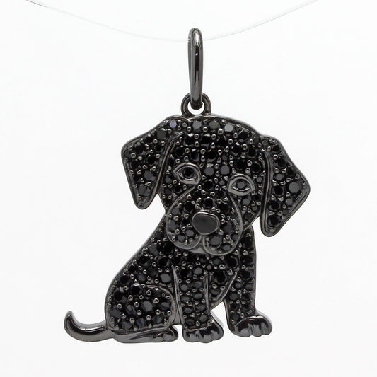 Adorable Scamper & Co. Sterling Spinel Black Labrador Retriever Puppy Pendant