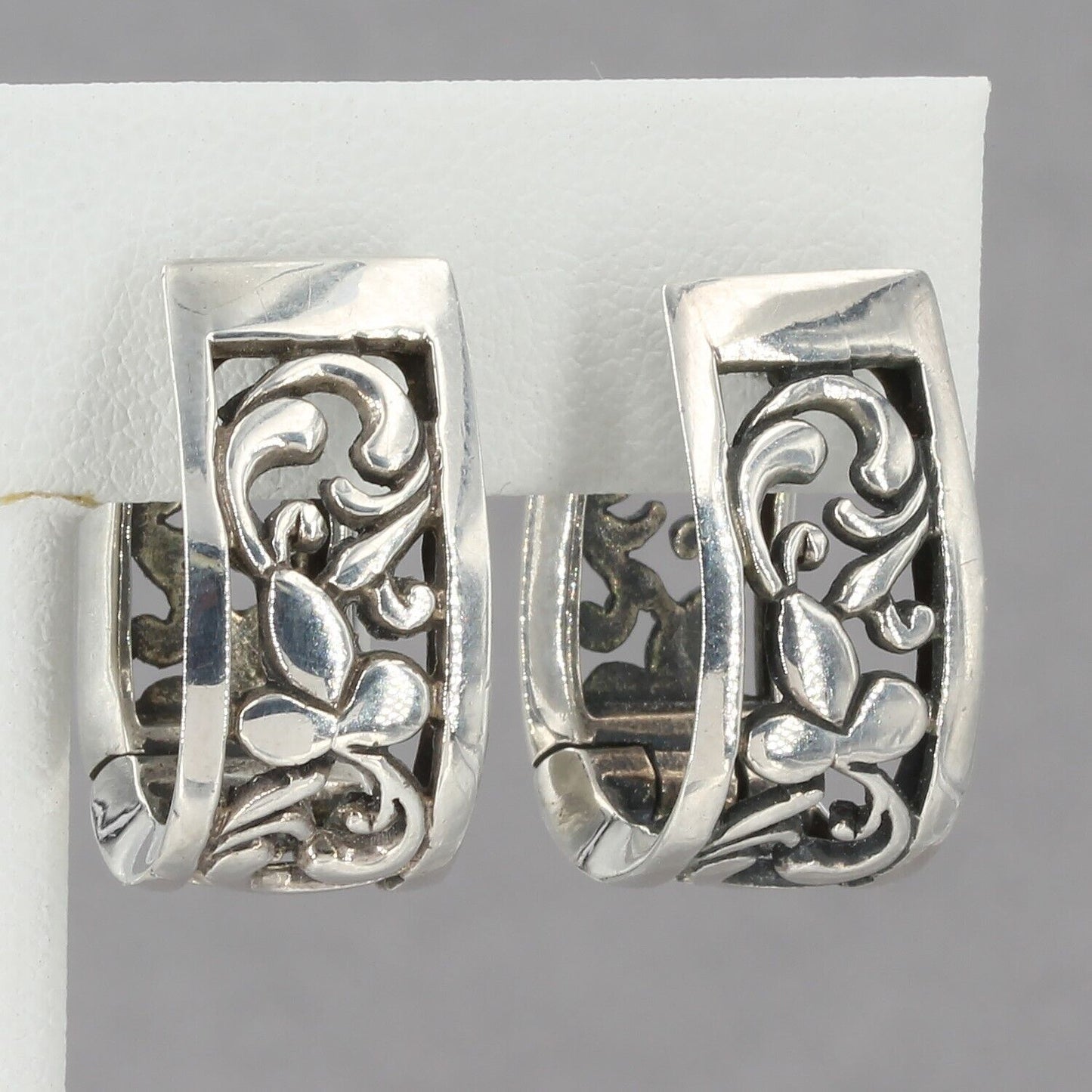 Retired Silpada 10mm Wide Sterling Silver Open Scroll Hinged Hoop Earrings P1122