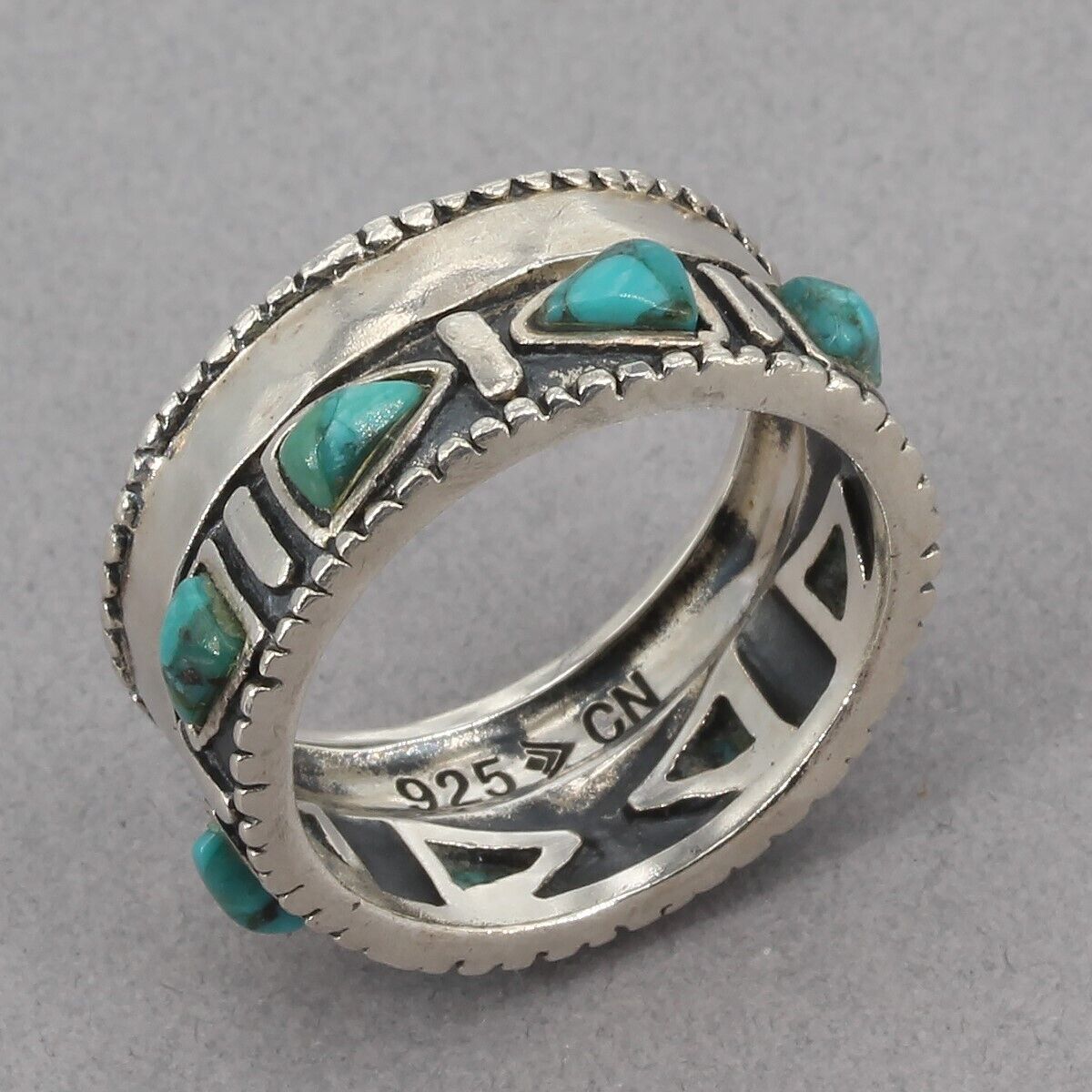Retired Silpada Sterling Silver Compressed Turquoise TRAILBLAZER Ring R3365 Sz 6