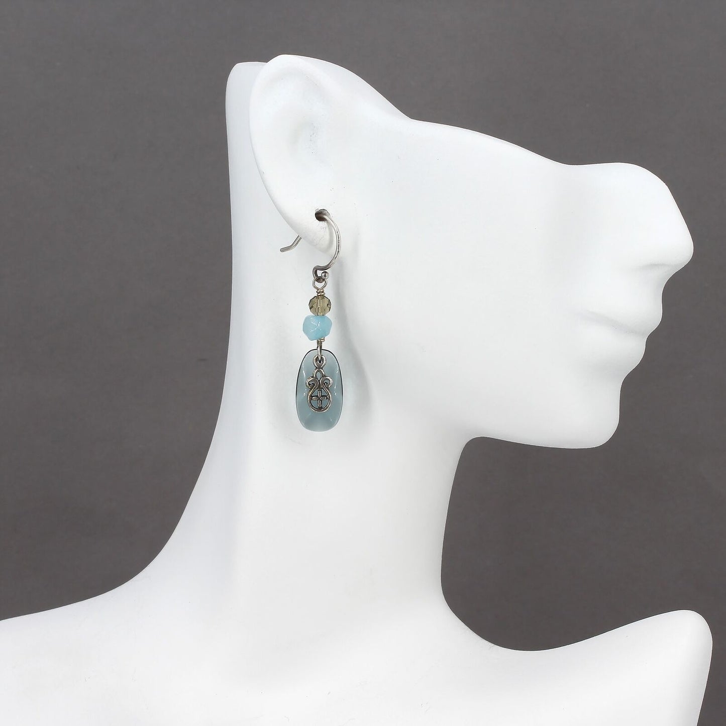 Silpada Sterling Silver EVENING TIDE Blue Glass Quartzite Dangle Earrings W2435