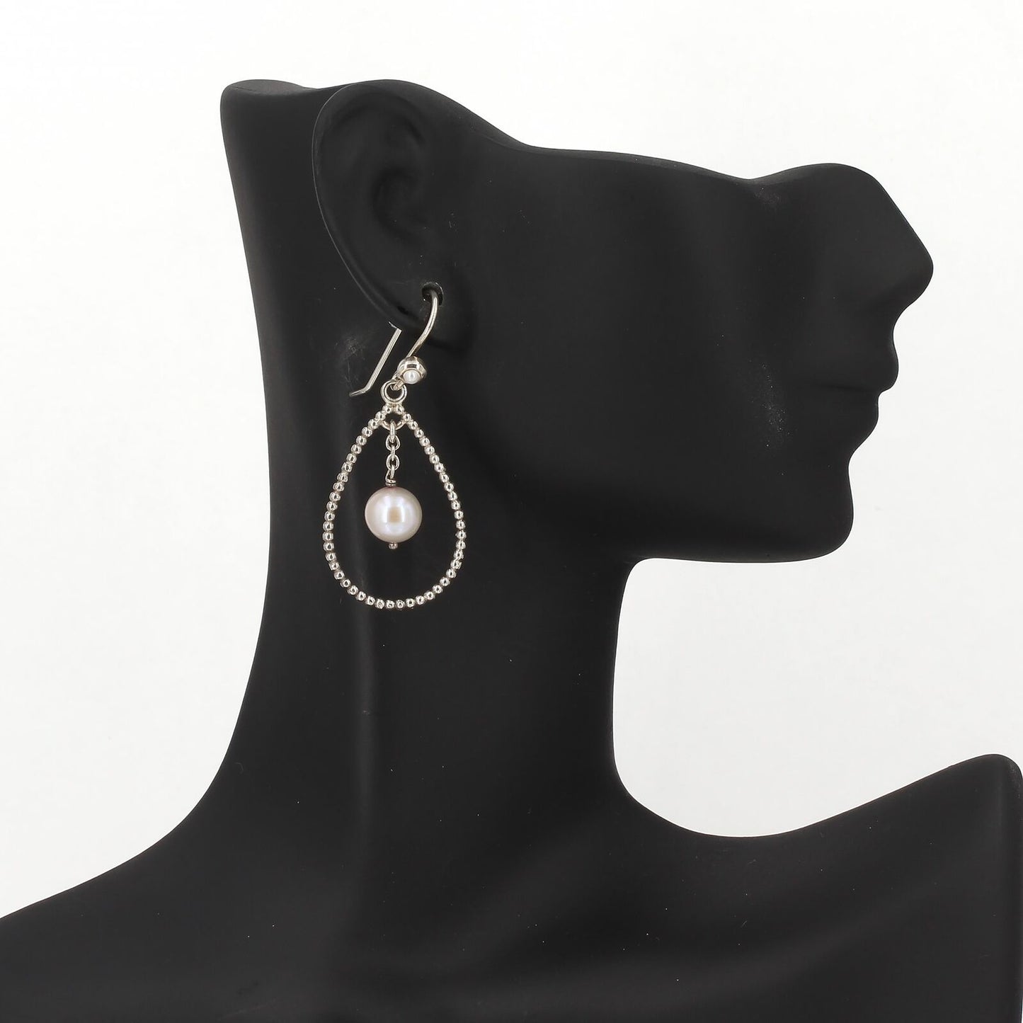Pandora Sterling Silver COMPOSE Interchangeable Earrings Pearl Teardrop Dangles